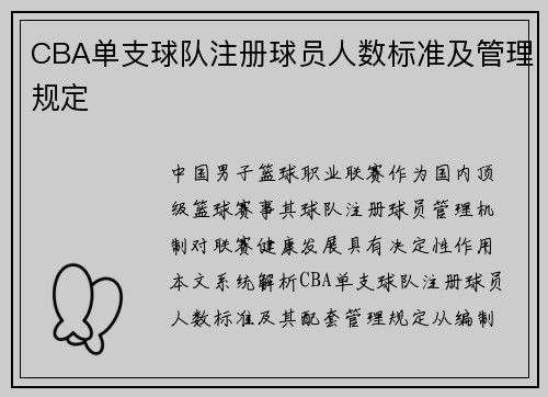 CBA单支球队注册球员人数标准及管理规定